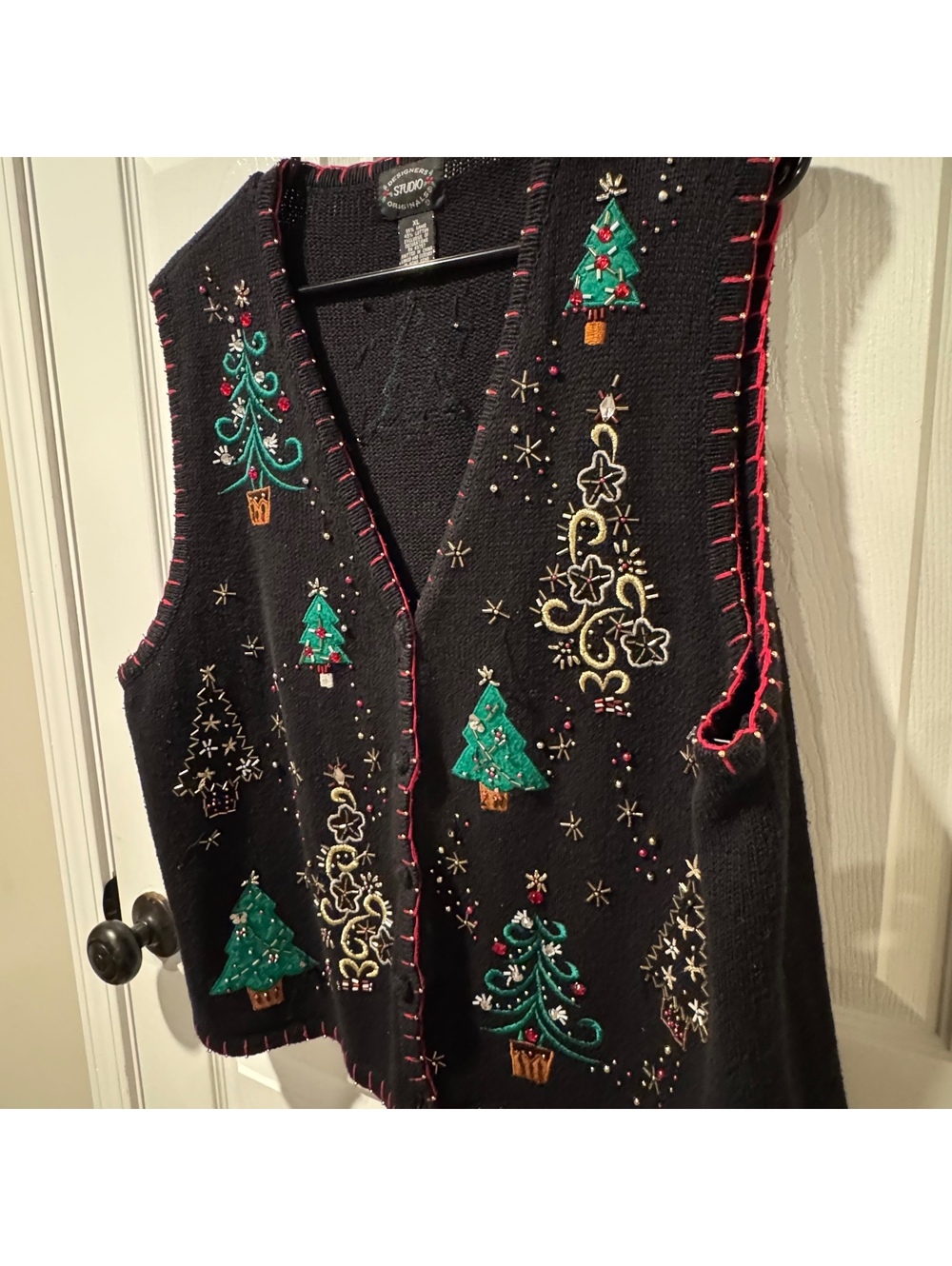 Vintage Designers Studio Christmas Tree Vest-XL